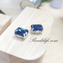 8-10mm 직사각 캡보석 30개 백금도금, 1봉, 몬타나