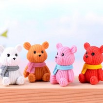 머플러 곰돌이 장식 인테리어 소품 곰인형 테디 베어 뜨개질, 화이트