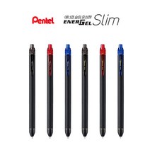 Pentel 펜텔 에너겔 슬림 볼펜 (BLN435R1 BL437R1), 0.5-흑색
