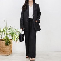 여자 린넨 자켓 긴바지 세트 여성 자켓 마이 슬랙스