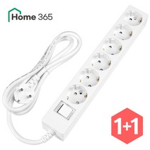 1+1 홈365 국산 과부하차단 6구 멀티탭 0.7m 1.5m 3m 5m / 16A 멀티콘센트, 1+1 과부하차단 6구 [1.5m]