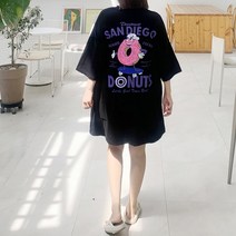 애플망고샵 여성 빅사이즈 오버핏 반팔 샌디도넛 롱박스 캐주얼 롱 여름 티셔츠