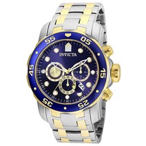 Invicta 남성용 프로 다이버 스쿠버 48mm 골드톤 스테인리스 크로노그래프 쿼츠 시계 블랙 실리콘 밴드 블랙 골드(모델:17884)