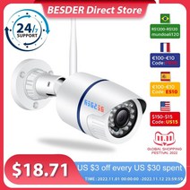 besder icsee 1080p p2p wifi 카메라 오디오 녹음 ip 카메라 무선 유선 경보 cctv 총알 야외 sd 카드 슬롯 최대 128g, 1080p 128g 카드, 나는 플러그, 3.6mm