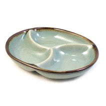 단고재 순청자 타원형 3절판 찬기 / 접시 부페접시 나눔접시 청자접시 청자찬기 안주접시