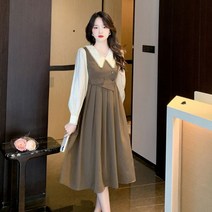 여성 봄 가을 럭셔리 레이스 블라우스 원피스 고퀄리티 플리츠 스커트 패치워크 투피스