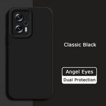 Angel Eyes 액체 실리콘 휴대폰 케이스 샤오미 POCO X4 GT 5G 360 카메라 보호 소프트 충격 방지 후면 커버 POCOX4 X4GT 가방 437334, Classic Black