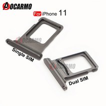 Aocarmo-아이폰 호환 11 용 듀얼 심카드 싱글 트레이 슬롯 홀더 어댑터 소켓 교체 부품 블랙 퍼플 그린 실버, [06] Dual----Black, [06] Dual----Black
