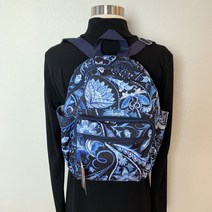 Yuhang California 백팩 핸즈프리 경량 방수 블루 페이즐리 프린트 새상품 택있