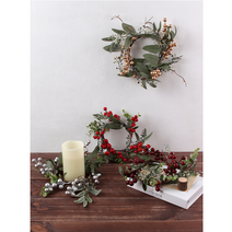 크리스마스 테이블셋팅 오나먼트 유카리 캔들링 리스 4종, 레드