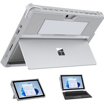 서피스독 Microsoft surface go 3 2 용 케이스 surface go 용 펜 홀더 핸드 스트랩이있는 올인원 보호 커버 케이스, 서피스 고 2 2020, 은