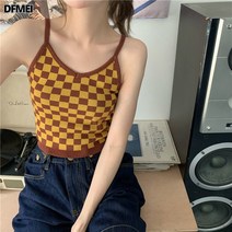 DFMEI 박카라 체크 니트 나시녀