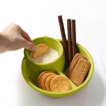 2단 3단 분할 분식 간식 캠핑 반찬 나눔 접시 그릇, 3칸사각, 라임