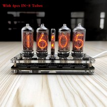 진공관시계 레트로 감성 진공관 닉시 글로우 튜브 시계 원격 컨트롤러 LED 백라이트 포함 4 자리 IN8, 1.With tubes