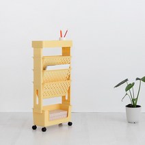 마켓비 ALON 이동식 책꽂이 트롤리 3단 H20666, 옐로우 1601 2021
