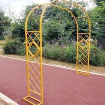 유니무역 정원아치 1.4m~4.6m 초대형 장미 가든 대문 아치 지지대 사이즈조정 가능, 3.4mX2.3m, 루미너스골드