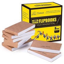 PRIMBEEKS 프리미엄 빈 플립북 720장 (1440페이지) 번짐 방지 플립 북 키트 애니메이션 스케치 만화 제작용 11.4 x 6.4cm(4.5 x 2.5인치) 드로잉, FlipBook Kit 720 Sheets with s