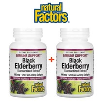 (1+1) 내추럴팩터스 블랙 엘더베리 추출물 Black Elderberry 100mg 안토시아닌 이뮨 120 소프트젤