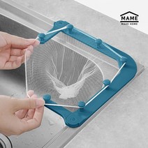 롤리앤리빙 싱크대 코너 음식물 거름망 100장 포함 음식물 쓰레기홀더 물빠짐 채반 거치대, 블루