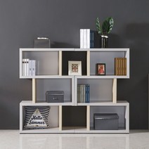 블랑누보 거실 낮은 책장 북케이스 맞춤책장 작은 DIY 디자인 지그재그 3단 미니 책장 수납장, 연그레이크림(3단좌측형(D2))