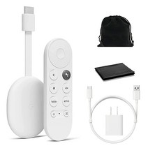 미국발송 Google 구글 TV가 있는 크롬캐스트 - 음성 검색으로 스트리밍 엔터테인먼트 - 4K HDR 스트리밍 미디어 플레이어로 영화 쇼 및 라이브 TV 시청 - 파우치 및