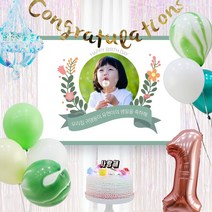 e베이비랜드 풍선+현수막 8종세트 _ 셀프돌상 전통돌상 아기100일상, 3)♥제작♥ A1622_마블풍선(그린)+현수막 8종세트