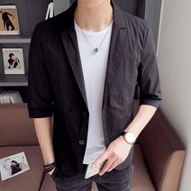 린온트리 남자 오버핏 봄 여름 간절기 더블 캐주얼 정장 마이 아우터 블레이저 자켓 반팔