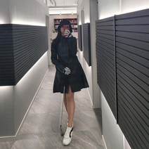 여성 골프 우비 레인코트 그린 체크 트렌치 코트