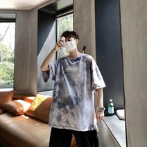CHINA 화려한 프린팅 오버핏 티셔츠 통통한 남자코디 여름 시원한