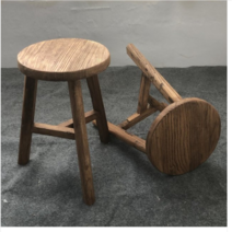 느릅나무 레트로 빈티지 우드 고재 스툴 원목 원형 낮은의자 현관 신발 의자 소