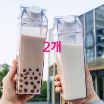 우유각 보틀 텀블러 모양 컵 투명 대용량 특이한 2p, B.스퀘어컵 1000ml (2개)