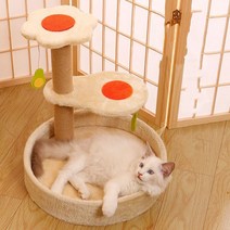 기둥형 원목 캣타워 스크래쳐 캣타워 고양이장난감, B