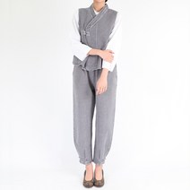 만덕몰 여성 도비 콩매듭 조끼바지 세트 개량 생활한복 절복 법복 개량한복