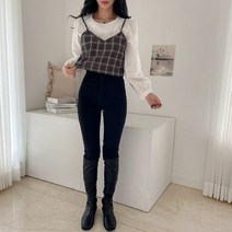 그레이스 체크뷔스티에 세트 체크 패턴 데일리룩 뷔스티에 블라우스