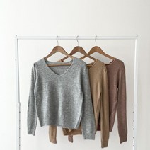 여자 스팽글니트 브이넥 반짝이 가을긴팔 티셔츠