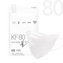 다나마스크 KF80 뉴 다나 온숨 쿨 컬러마스크 대형/중형/소형/초소형, 흰색, 100매, 중형