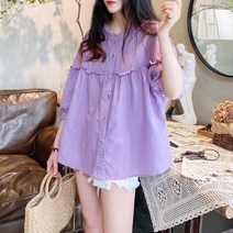 여름/여성/무직/솔리드/반팔/블라우스/셔츠/남방