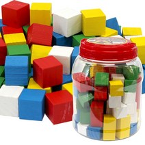 [동화오피스] 30000 교사용쌓기나무(통) 2.5cm 100입 칼라 - 나무블럭 나무쌓기