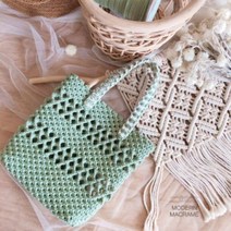 YHC857698손뜨개 DIY 민트 토트백 만들기 DIY 키트 마크라메재료 + 제작영상무료제공