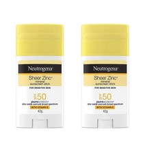 뉴트로지나 쉬어 징크 미네랄 썬스틱 SPF 50 42g 2팩 Neutrogena Sheer Zinc Mineral Stick SPF 50 42g