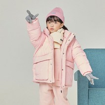 스파오키즈 후드 숏 푸퍼 아동 주니어 숏 패딩 점퍼_핑크 NC유성점