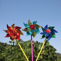 반짝이 바람개비 10p세트(D) 왕바람개비 정원 화단 행사 DIY 공예 만들기 캠핑파티장식소품 학교 꽃 플라워