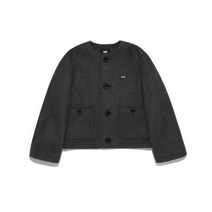 LEE 우먼 울혼방 라운드넥 숏 코트 차콜 Woman Wool Round Neck Short Coat Charcoal LE2304CT60CH