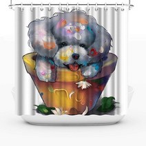 Kalormore 샤워 커튼 패브릭 샤워 커튼 욕실용 182.9x182.9cm(72x72인치) 후크 포함 (블루 화이트 자작나무), Little Puppy Dog