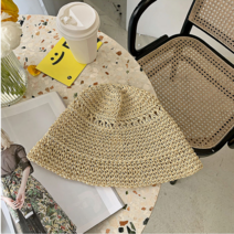 라피아 햇 버킷 여름 여성 모자 밀짚 라탄