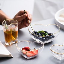 북유럽 프놈펜 하트 유리그릇 디저트 과일 샐러드볼 빙수그릇 쥬스컵세트, 하트 볼 M, 단일사이즈