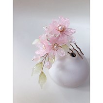 그레이스샵 [나연한복뒤꽂이] 한복소품 글라스 복사꽃 플라워 한복비녀 악세사리 옆꽂이 뒤꽂이