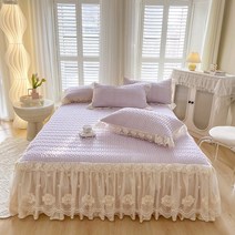 Iegoo&ten 침대스커트 매트리스커버 여름 라텍스 매트+베개커버*2, 버건디