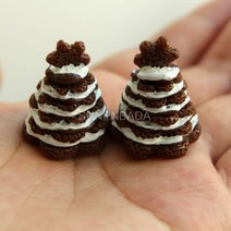 미니어쳐 가구 소품 1/6 스케일 미니어처 인형의 집 크리스마스 쿠키 & 미니 캔디 지팡이 바비 브라이스 인형 음식 주방 액세서리 장난감, 2pcs cake