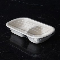 친환경포장용기 펄프용기 펄프도시락 750mm 2구사각 크라프트몸통과 투명뚜껑 500세트, 상세페이지 참조